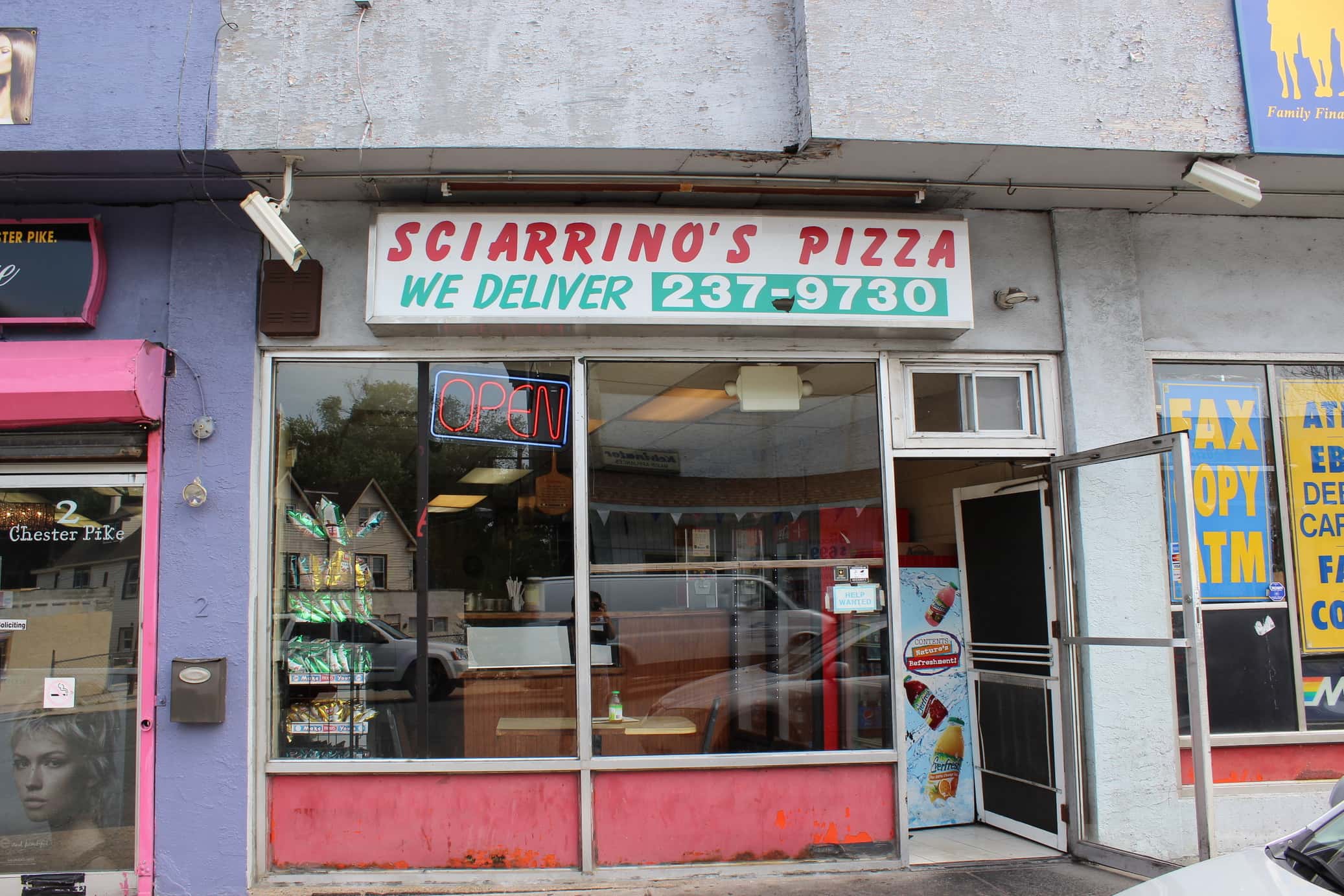Outside of Sciarrino's Pizza